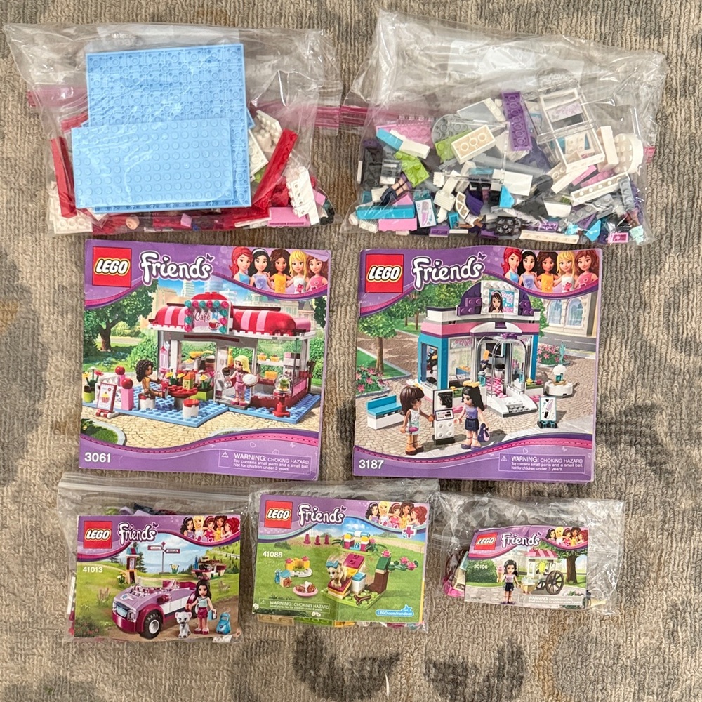 Lego Friends City Park Café, Butterfly Beauty Salon, Emma’s Sports Car plus more